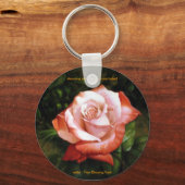 朝の露のバラ色あせたキーチェーン キーホルダー (正面)