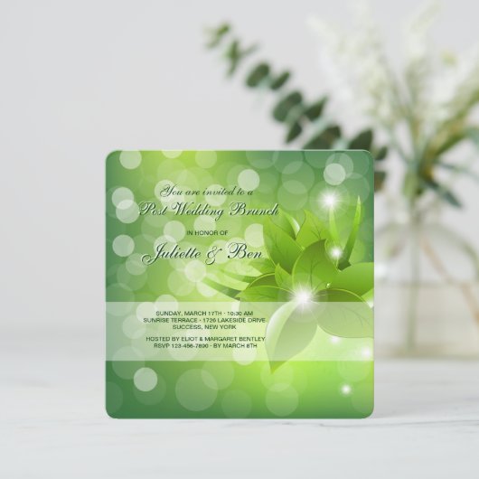 朝の露のポストの結婚式のブランチの招待状 招待状 (スタンド正面)