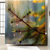 朝の露の松の木の水滴 シンプルな喜び シャワーカーテン