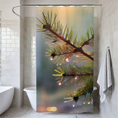 朝の露の松の木の水滴 シンプルな喜び シャワーカーテン