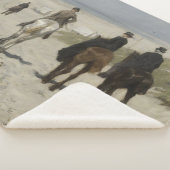 朝の馬に乗るビーチ（Anton Mauve著） シェルパブランケット (3/4)