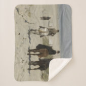 朝の馬に乗るビーチ（Anton Mauve著） シェルパブランケット (正面)