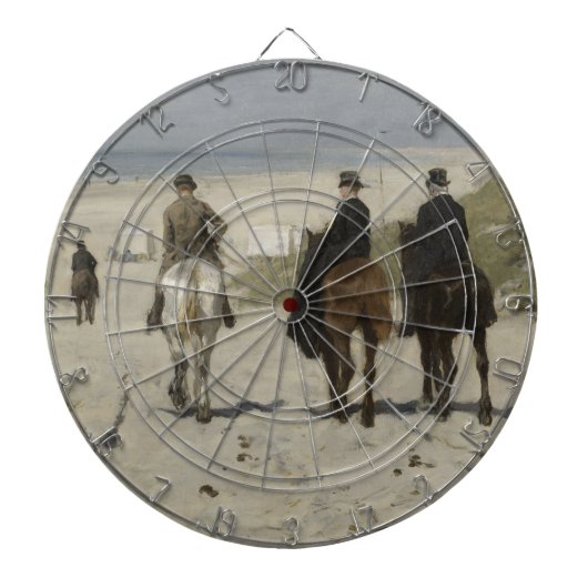 朝の馬に乗るビーチ（Anton Mauve著） ダーツボード (正面)