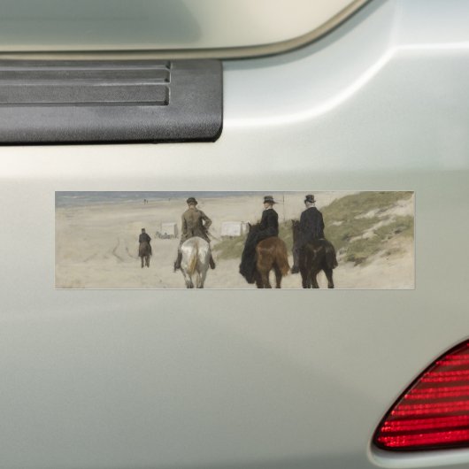 朝の馬に乗るビーチ(Anton Mauve著) バンパーステッカー (車上)