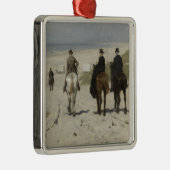 朝の馬に乗るビーチ（Anton Mauve著） メタルオーナメント (右)