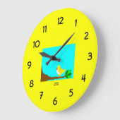 朝の黄鳥アクリルの壁掛け時計 ラージ壁時計 (傾斜)