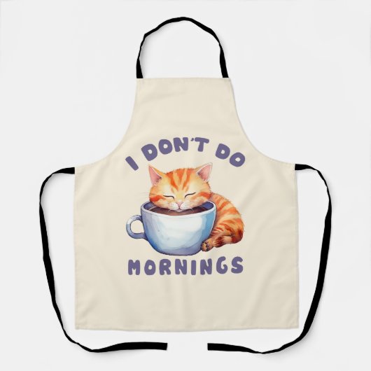 朝はしないし、コーヒーと一緒にかわいいオレンジ猫 エプロン (正面)