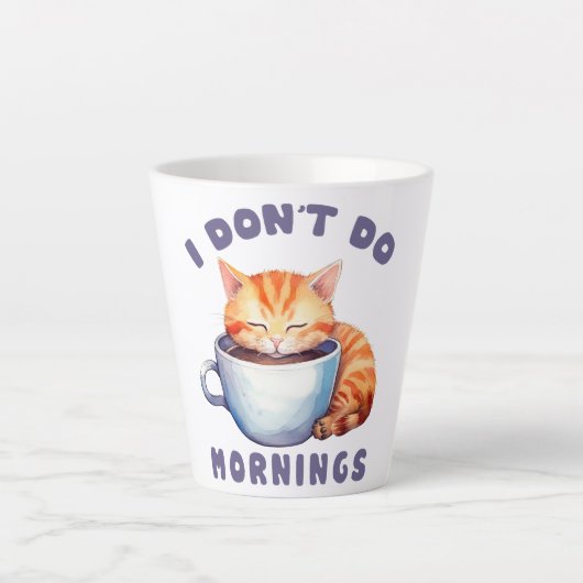 朝はしないし、コーヒーと一緒にかわいいオレンジ猫 カフェラテマグ (正面)