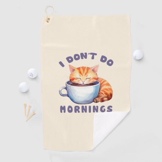 朝はしないし、コーヒーと一緒にかわいいオレンジ猫 ゴルフタオル (インサイチュ)