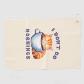 朝はしないし、コーヒーと一緒にかわいいオレンジ猫 ゴルフタオル (横)