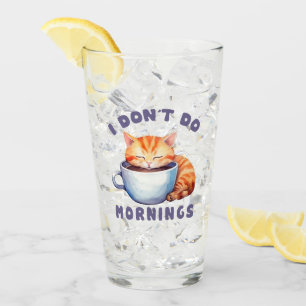 朝はしないし、コーヒーと一緒にかわいいオレンジ猫 タンブラーグラス