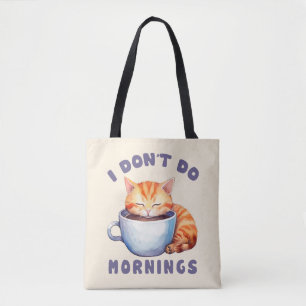 朝はしないし、コーヒーと一緒にかわいいオレンジ猫 トートバッグ
