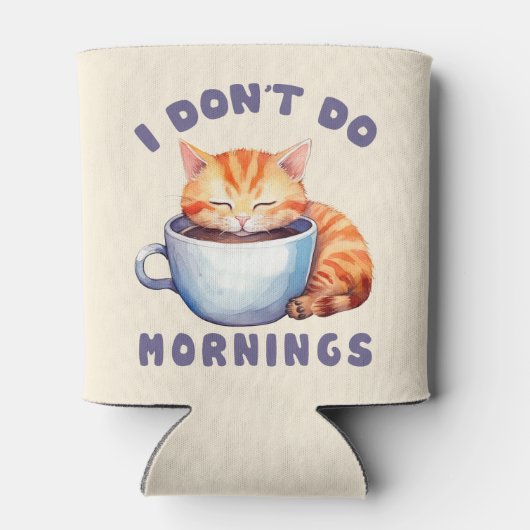 朝はしないし、コーヒーと一緒にかわいいオレンジ猫 缶クーラー (裏面)