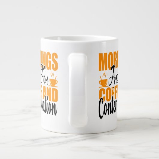 朝はコーヒーと熟考のためだ ジャンボコーヒーマグカップ (裏面)