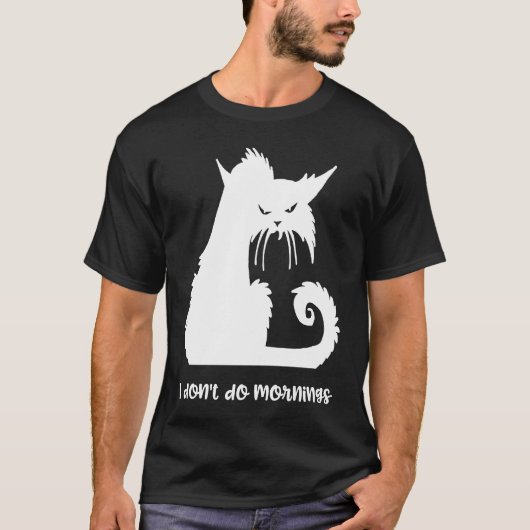 朝はダメにゃ Tシャツ (正面)
