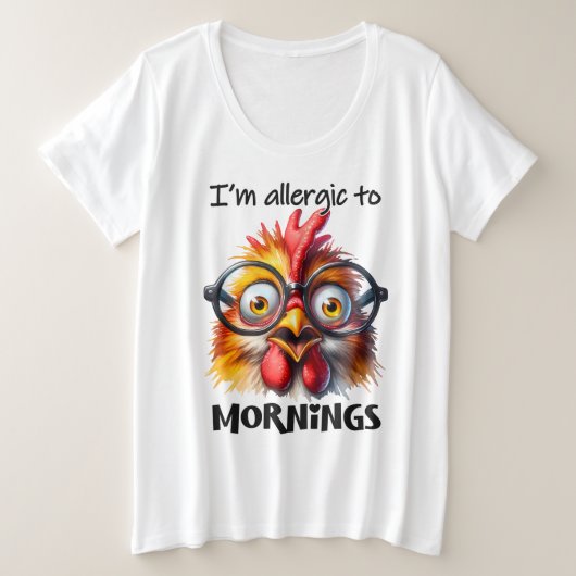 朝は苦手です！ プラスサイズTシャツ (デザイン正面)