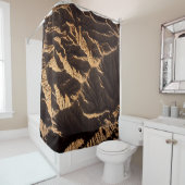 朝は黒と茶色の砂 シャワーカーテン (インサイチュ)