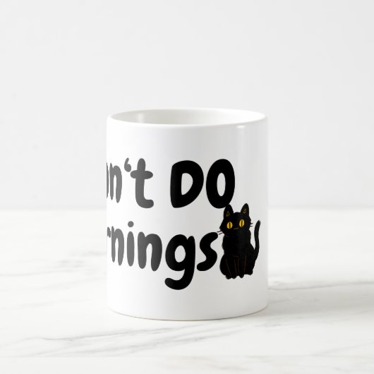 朝は…疲れた…黒猫 コーヒーマグカップ (中央)
