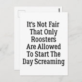 朝を騒々しく始める権利が雄鶏にだけあるのは不公平 ポストカード (正面/裏面)