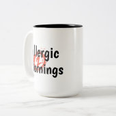 朝アレルギー、引用文怠惰おもしろいコーヒー ツートーンマグカップ (正面左)