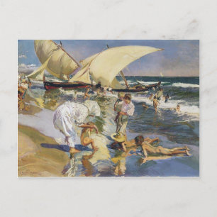 朝ライトのJoaquín Sorolla-バレンシアのビーチ ポストカード