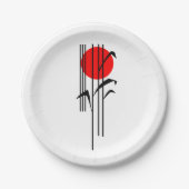 朝日が付いている日本のなテーマのディナー・パーティ ペーパープレート (正面)