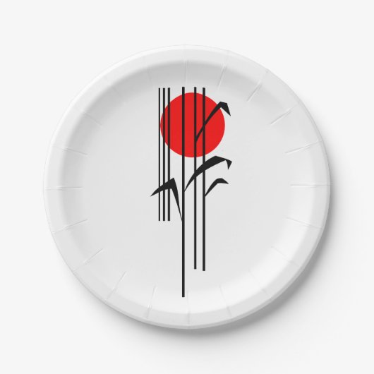 朝日が付いている日本のなテーマのディナー・パーティ ペーパープレート (正面)
