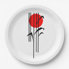 朝日が付いている日本のなテーマのディナー・パーティ ペーパープレート