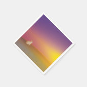 朝日が昇る草原の丘にいるかわいい白いウサギ スタンダードカクテルナプキン (角)