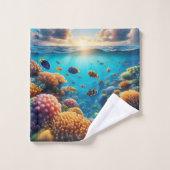 朝日が熱帯の海岬を越えて昇る バスタオルセット (ウォッシュタオル)