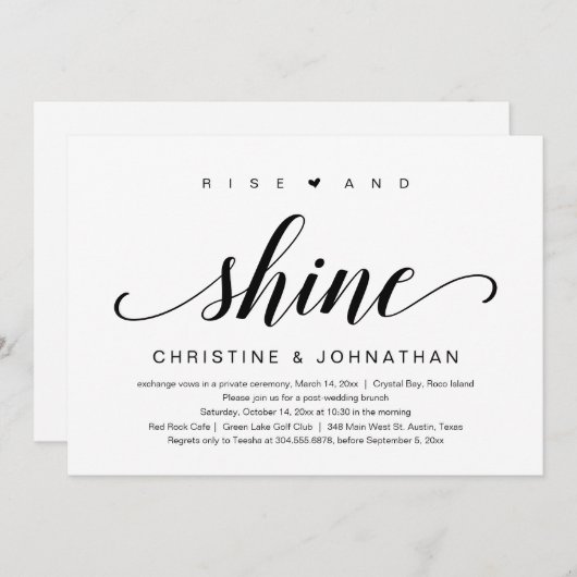 朝日とともに、結婚式の秘密挙式招待状 招待状 (正面/裏面)