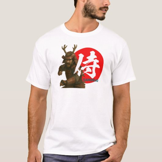 朝日と漢字のある侍 Tシャツ (正面)