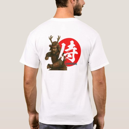 朝日と漢字のある侍 Tシャツ (裏面)