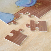 朝日にかわいい鳥と自分の文字 ジグソーパズル (側面)