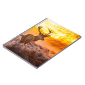 朝日に赤い鹿。鹿、動物、野生動物、ナトゥ ノートブック (左側)