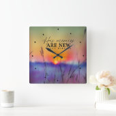 朝日の出に新し絵画い スクエア壁時計 (ホーム)