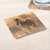 朝日の出の写真のゼブラ スクエアペーパーコースター (アングル)