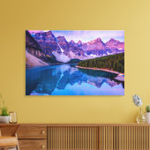 朝日の出の前にモレーヌ湖でバラ色の雲 キャンバスプリント (インサイチュ (リビング))