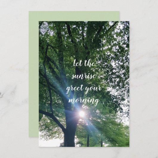 朝日の出を励ますフラットグリーティングカード (正面/裏面)