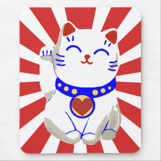 朝日の幸運でかわいいneko猫 マウスパッド