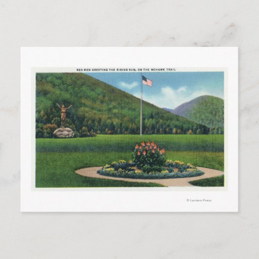 朝日の彫像に挨拶しているインディアン ポストカード (正面)