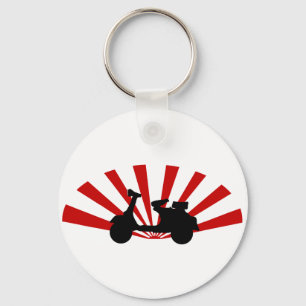 朝日の背景が付いているスクーター キーホルダー