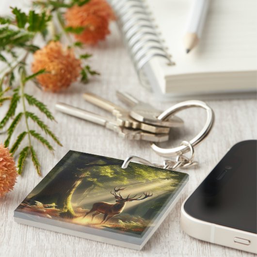 朝林の鹿 キーホルダー (正面右)