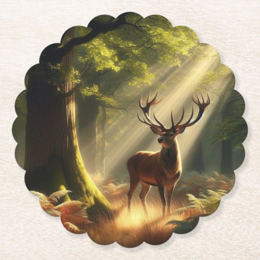 朝林の鹿 ペーパーコースター (正面)