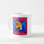 朝猫のコップに挨拶して下さい コーヒーマグカップ (正面左)