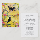 朝色: 黄色およびピンクの鳥の絵画 名刺 (正面/裏面)