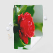 朝赤薔薇は露に覆われ ゴルフタオル (インサイチュ)