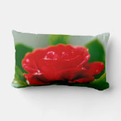 朝赤薔薇は露に覆われ ランバークッション (裏面)