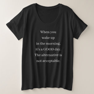 「朝起きた時」ユーモア プラスサイズTシャツ