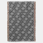 朝野日本の葉柄、白黒 スローブランケット (正面縦)